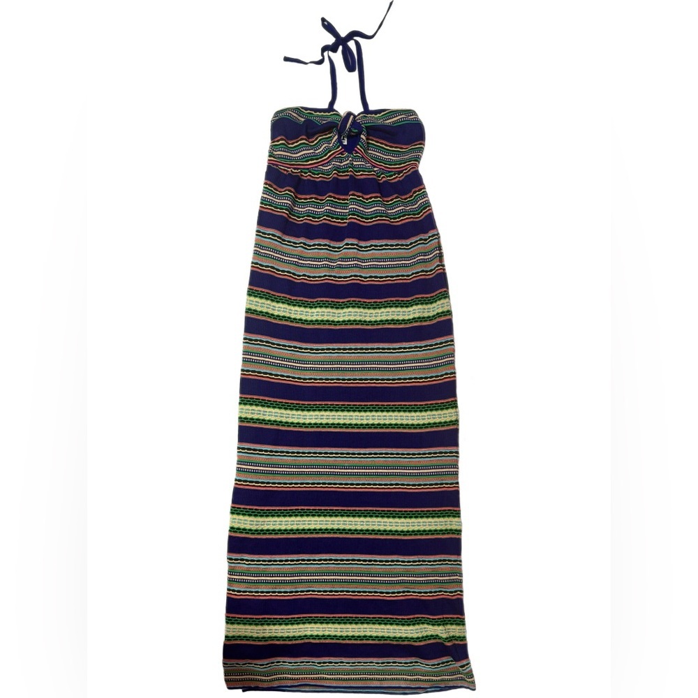 Vintage Missoni NWT Multicolored Striped Knit Halter Maxi Dress - Picture 2 of 12